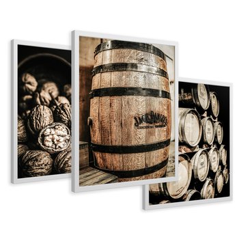 Zestaw obrazy w ramie 40x50 galeria - Wino, w, beczkach, kuchnia, restauracja - rama biała