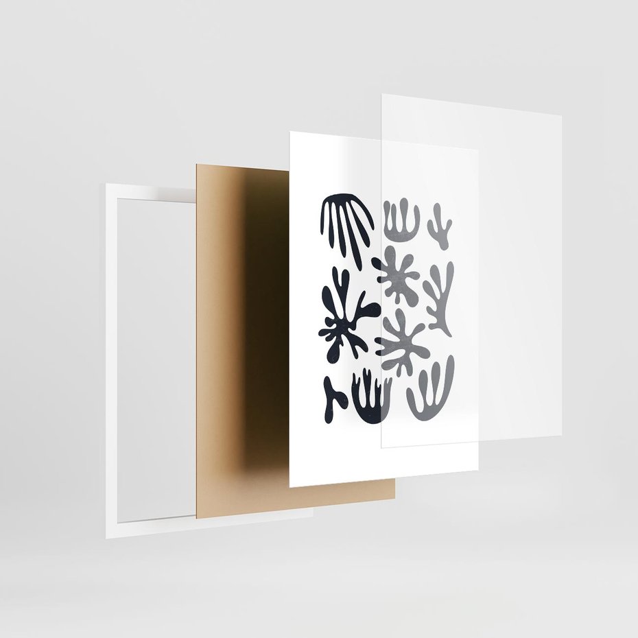 Plakat w ramie 50x70 - Rozmyte Granice Wspomnień - inspiracja mattise, abstrakcja - rama biała