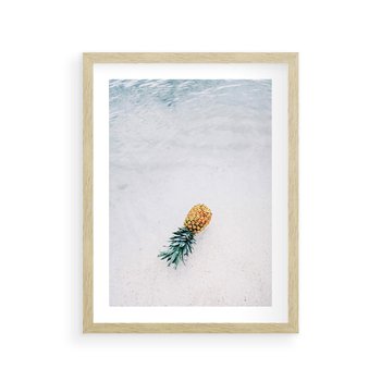 Plakat w ramie 50x70 - Smak Tropików - morze, plaża - rama drewno