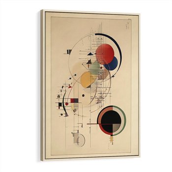 Obraz w ramie 50x70 - Impulsy Wydobyte z Cienia - abstrakcyjna geometryczna kompozycja, koła linie - rama drewno