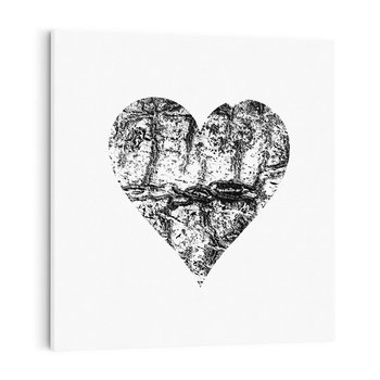Obraz na płótnie 70x70 - Drzewo Serca - czarne serce, tekstura jak kora drzewa