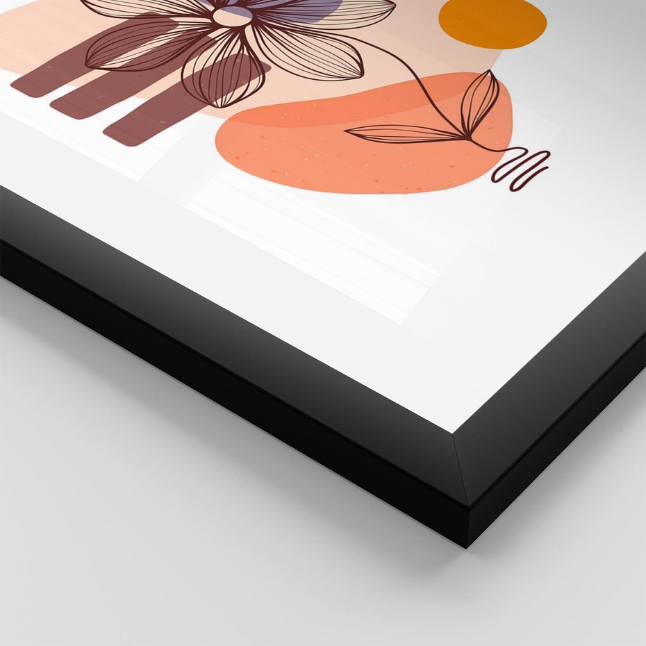 Plakat w ramie 50x70 - Migocące Odbicia Kwiatów - abstrakcyjna sztuka, plamy - rama czarna