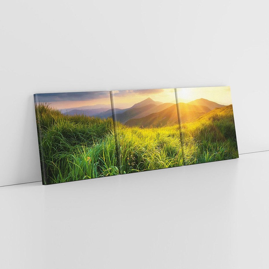 Obraz na płótnie 120x40 - Bliskość Natury - góry, łąka