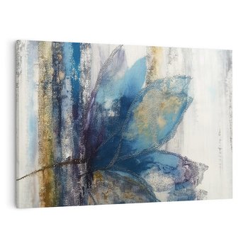 Obraz na płótnie 120x80 - Tekstura Kwiatu - olejny obraz, niebieski kwiat