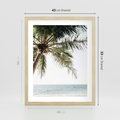 Plakat w ramie 40x50 - Wakacyjne Marzenie - palma nad morzem, - rama drewno
