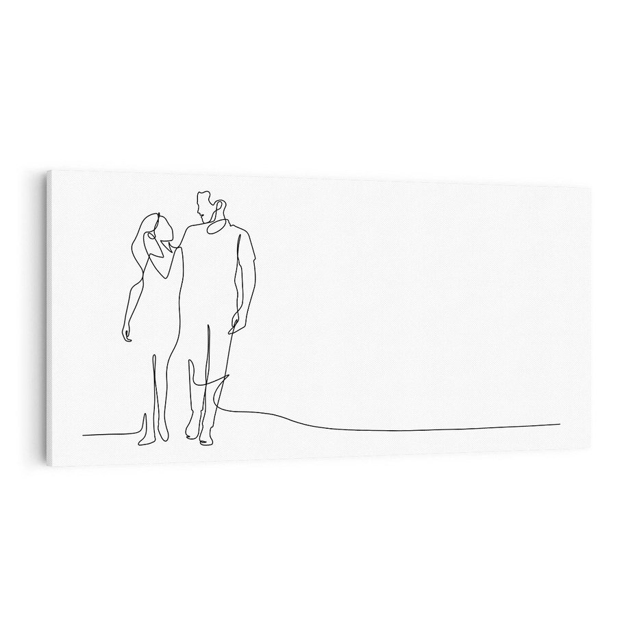 Obraz na płótnie 120x60 - Wspólne Kroki - line art, szkic