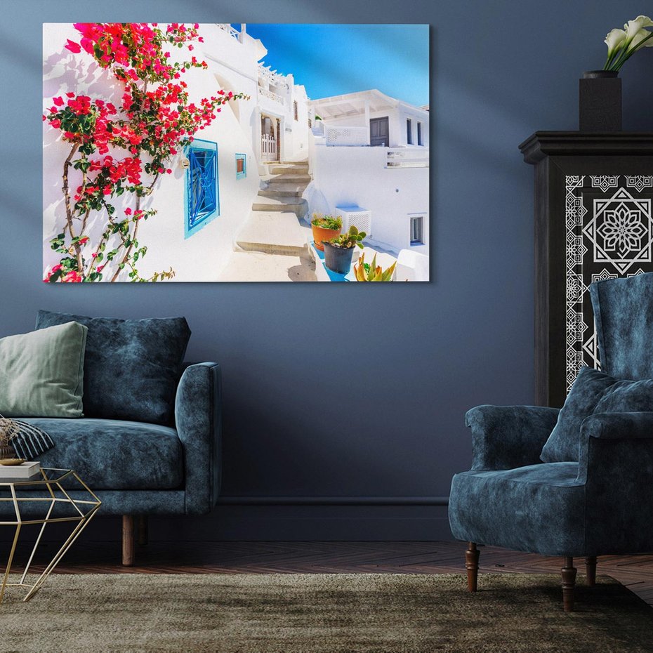 Obraz na płótnie 70x50 - Piękno miasta nad morzem - Grecja, uliczka