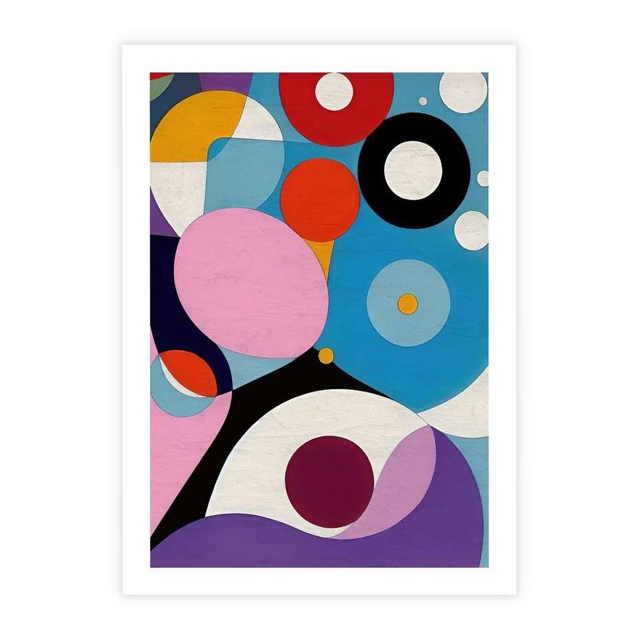 Plakat bez ramy 21x30 - Kolorowe Ulotności - abstrakcyjny obraz olejny, żywe kolory