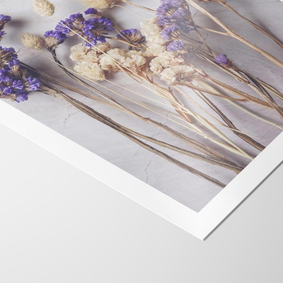 Plakat bez ramy 30x40 - Błękitno-Biała Harmonia - suszone kwiaty, błekitne