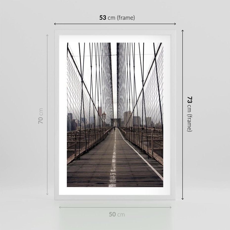 Plakat w ramie 50x70 - Nowoczesna Linia - most, nowoczesna - rama biała