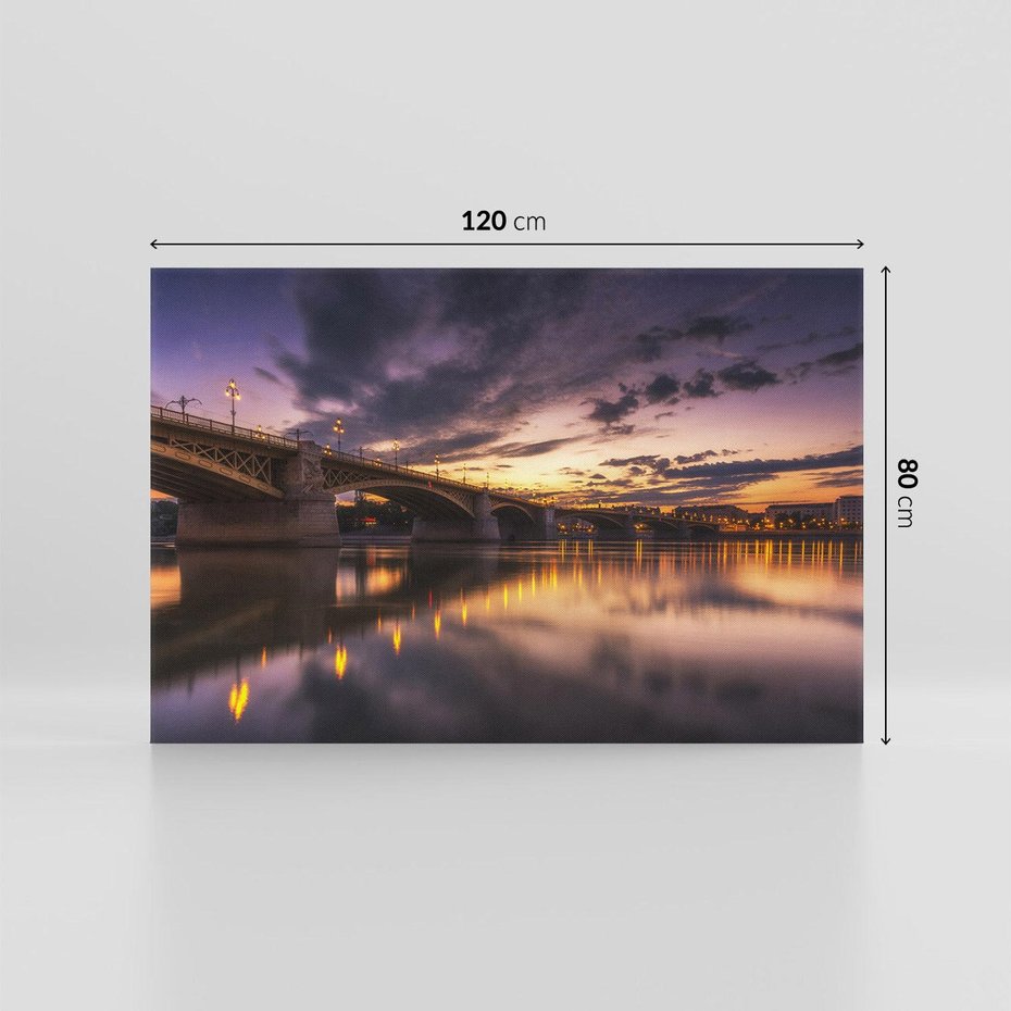 Obraz na płótnie 120x80 - Most nocą - Miasto nad rzeką - most, noc