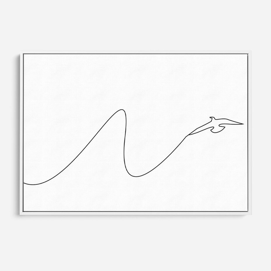 Obraz w ramie 100x70 - Ptasia Linia - ptak, jaskółka - rama biała