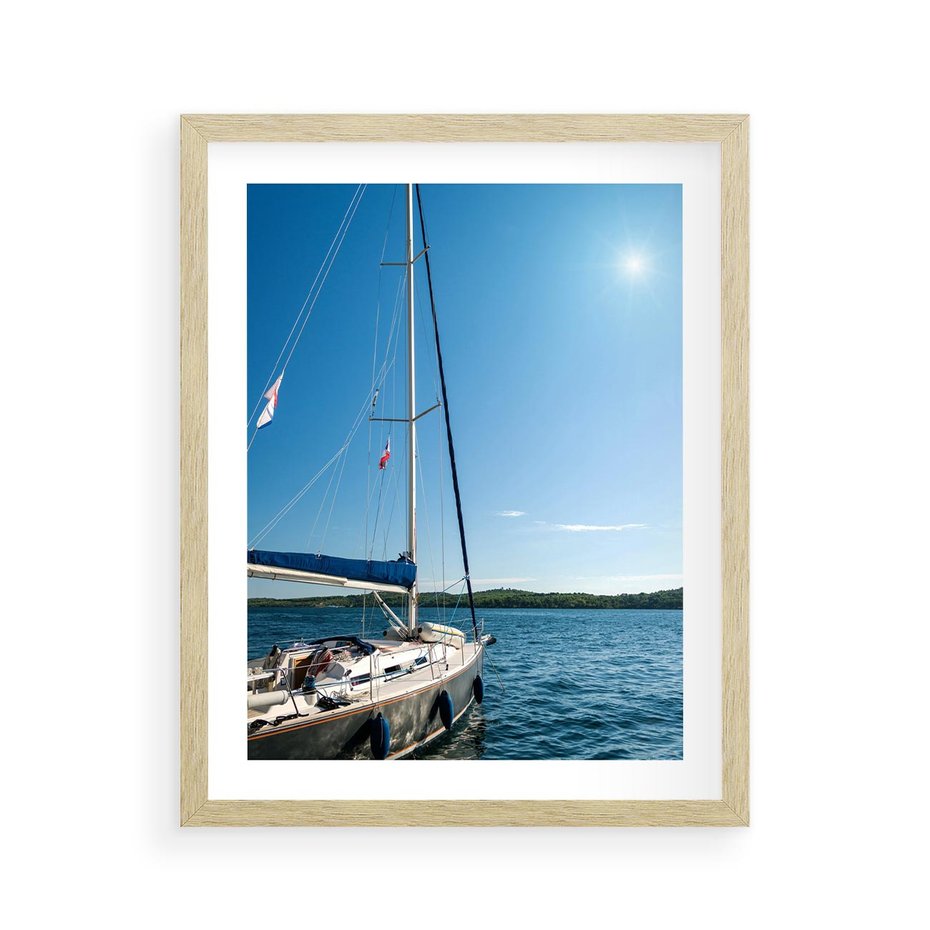 Plakat w ramie 40x50 - Wolność na Horyzoncie - żaglowiec, morze - rama drewno