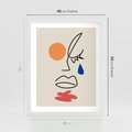 Plakat w ramie 40x50 - Impresje Plam - abstrakcyjny obraz, przypomina twarz - rama biała