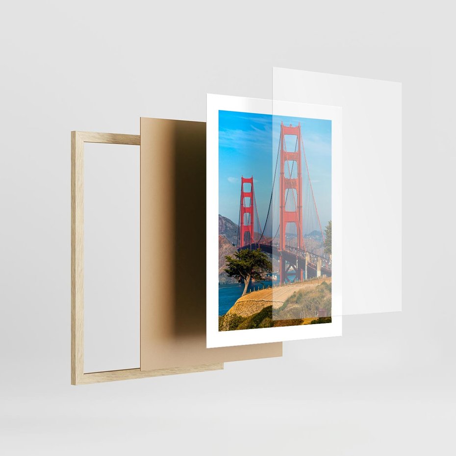 Plakat w ramie 30x40 - W krainie amerykańskich mostów - most, USA - rama drewno