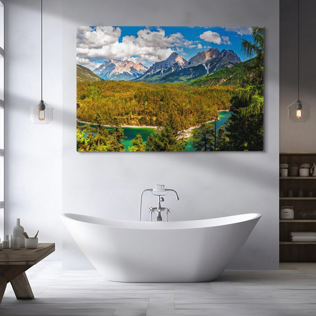 Obraz na płótnie 120x80 - Górska harmonia las i szczyty - góry, las