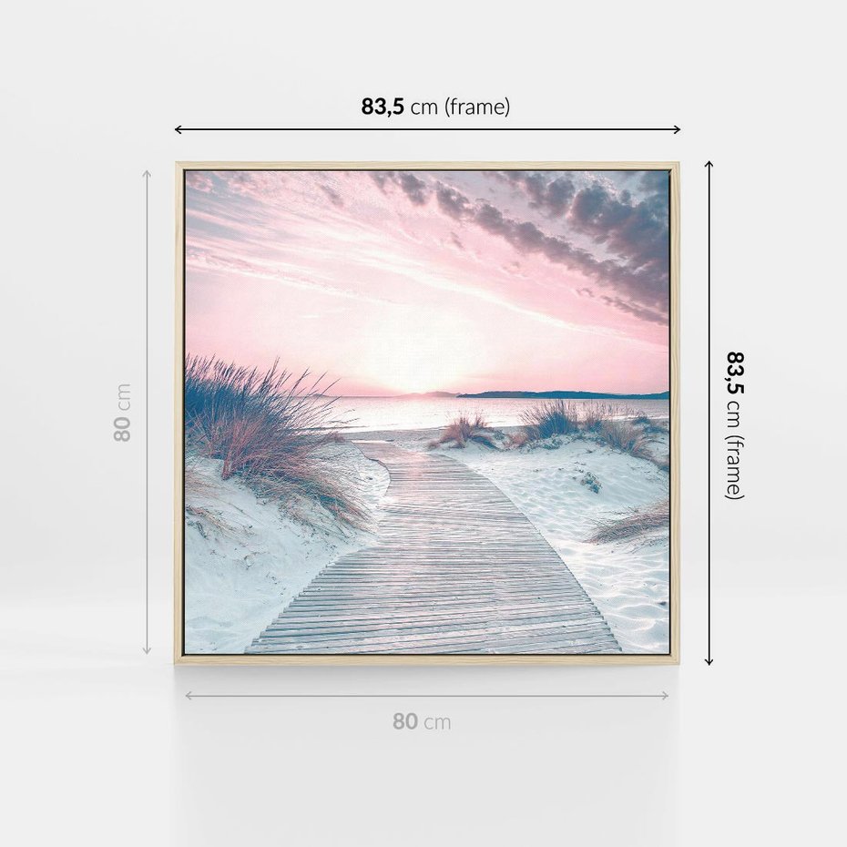 Obraz w ramie 80x80 - Magia Zachodu Słońca - fotografia, stonowane kolory - rama drewno