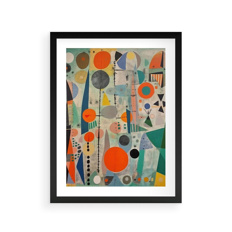 Plakat w ramie 30x40 - Wewnętrzne Zagadki Kształtów - abstrakcyjny obraz, sztuka abstrakcji - rama czarna