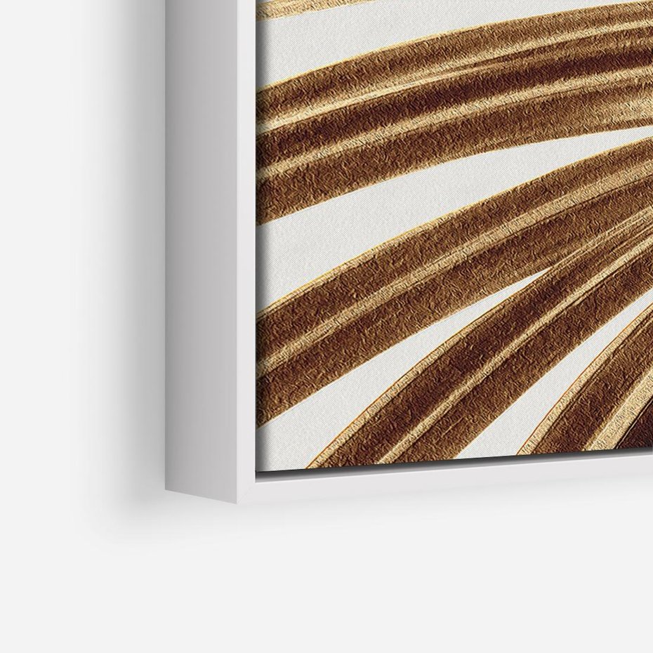 Obraz w ramie 100x70 - Egzotyczny Blask - złote, liście - rama biała