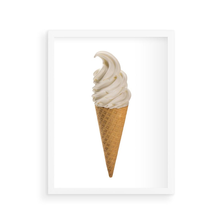 Plakat w ramie 30x40 - Rozkoszna Chłodząca Radość - lody, lód - rama biała