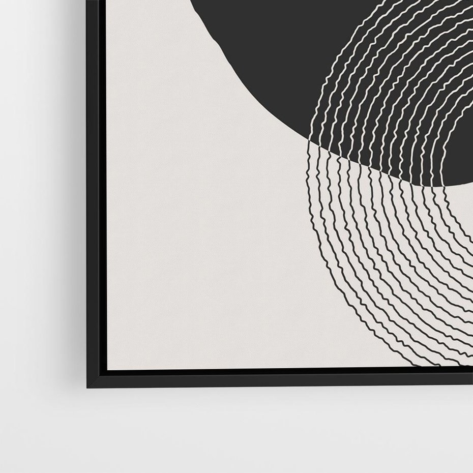 Obraz w ramie 50x50 - Migotliwa Opowieść - abstrakcyjna kompozycja, okręgi - rama czarna