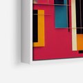 Obraz w ramie 50x50 - Przejście przez labirynt myśli - kolorowa abstrakcja, instalacja z prostokątów i lini - rama biała