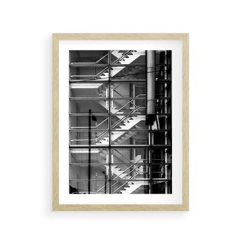 Plakat w ramie 50x70 - Schody do architektonicznej przestrzeni - schody, architektura - rama drewno