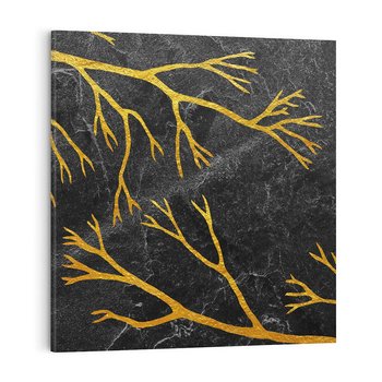 Obraz na płótnie 30x30 - Marmurowe Drzewa Snu - złote gałęzie, drzewa