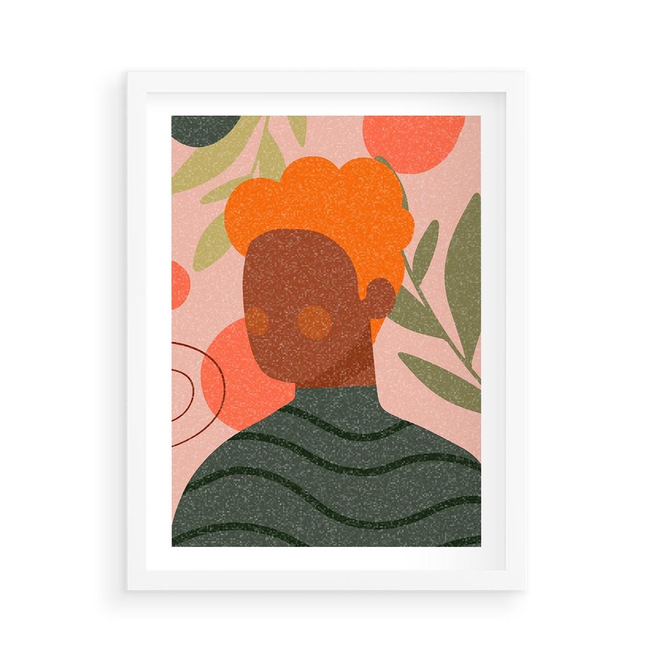 Plakat w ramie 50x70 - Kobieca Przestrzeń - nowoczesny plakat, styl retro - rama biała