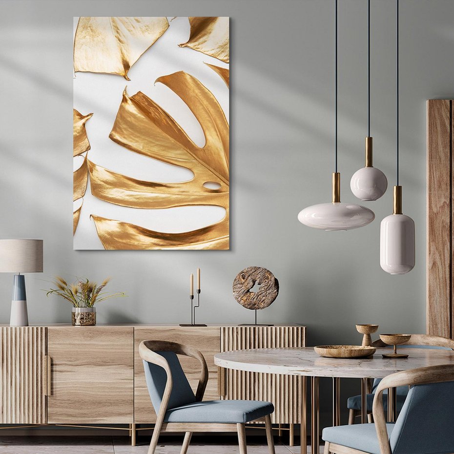 Obraz na płótnie 70x100 - Siła Natury - złote, liście