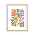 Plakat w ramie 40x50 - Rozplątane Wizje - abstrakcyjne kolorowe kwiaty, minimlizm - rama drewno