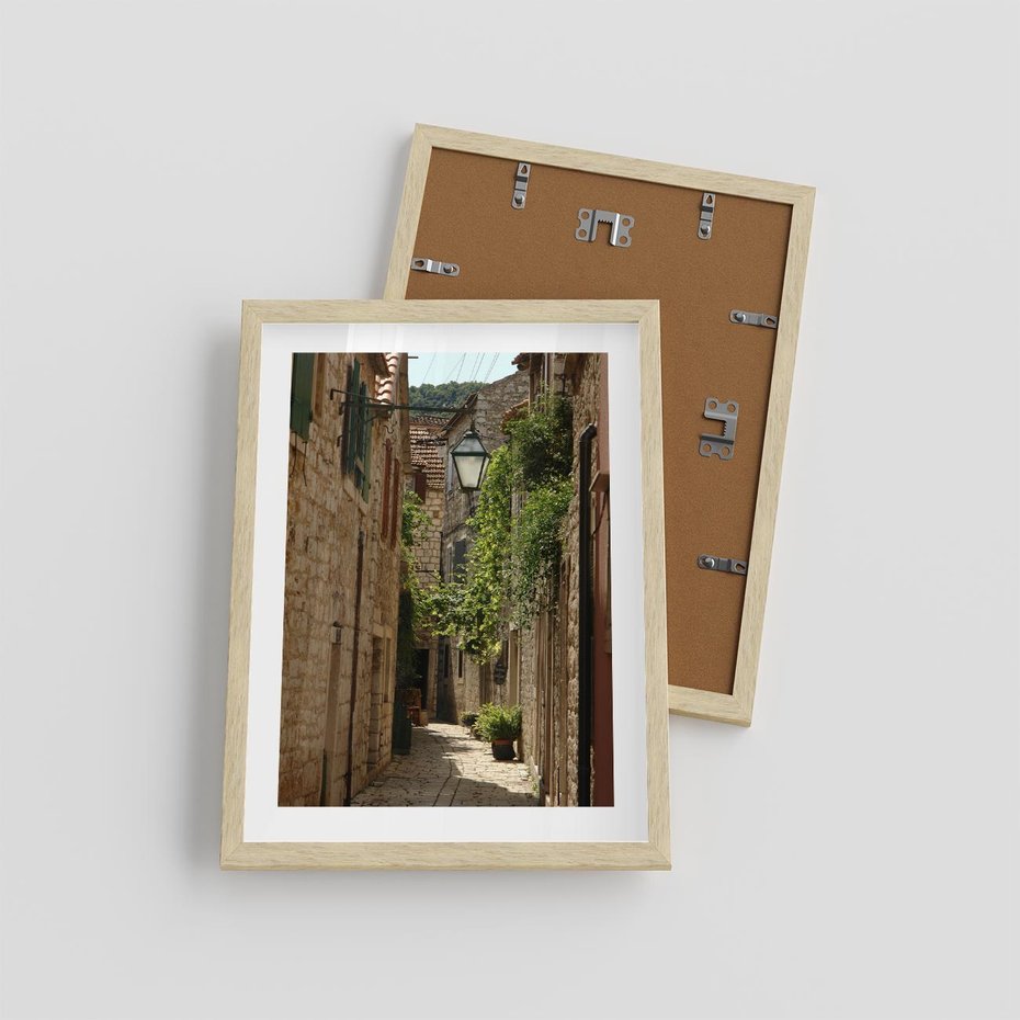 Plakat w ramie 30x40 - Urokliwa włoska uliczka - włoska, uliczka - rama drewno