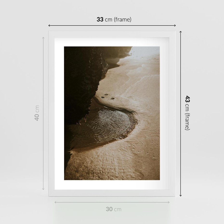 Plakat w ramie 30x40 - Relaksujący Raj - plaża, morze - rama biała