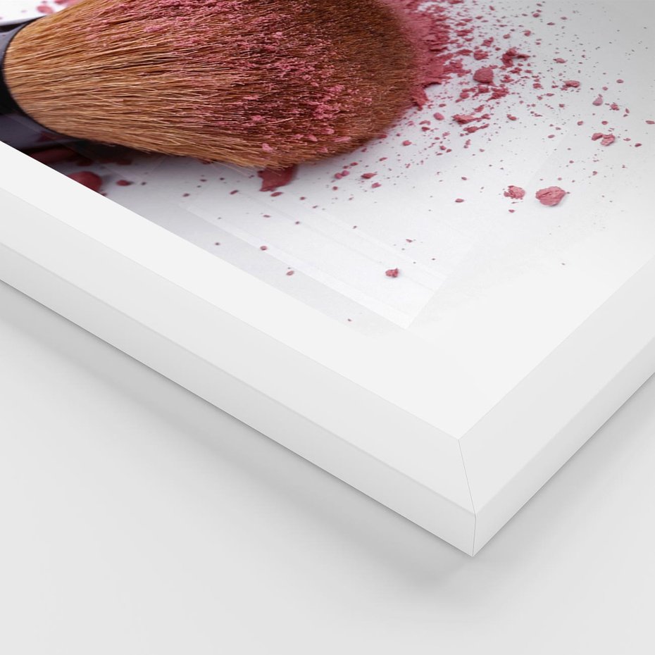 Plakat w ramie 30x40 - Makijaż w kolorze pędzla - makijaż, pędzel - rama biała