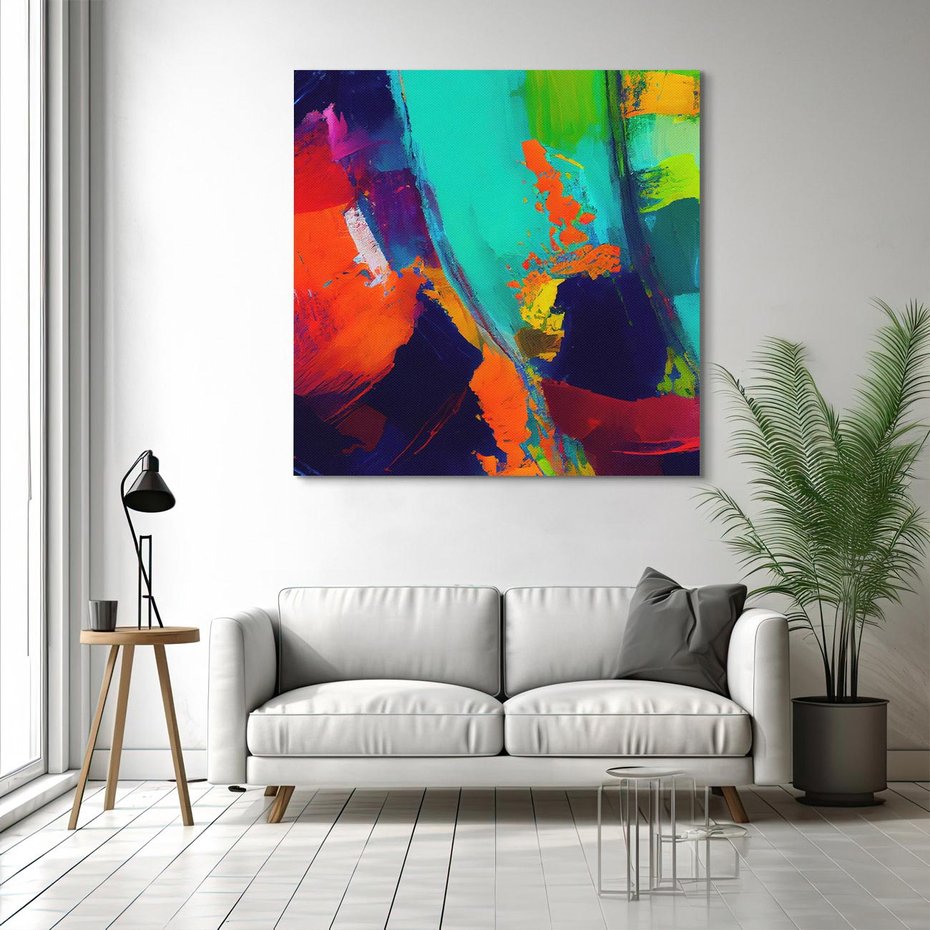 Obraz na płótnie 80x80 - Abstrakcyjne wizje czasu - żywe radosne kolory, plamy kolory