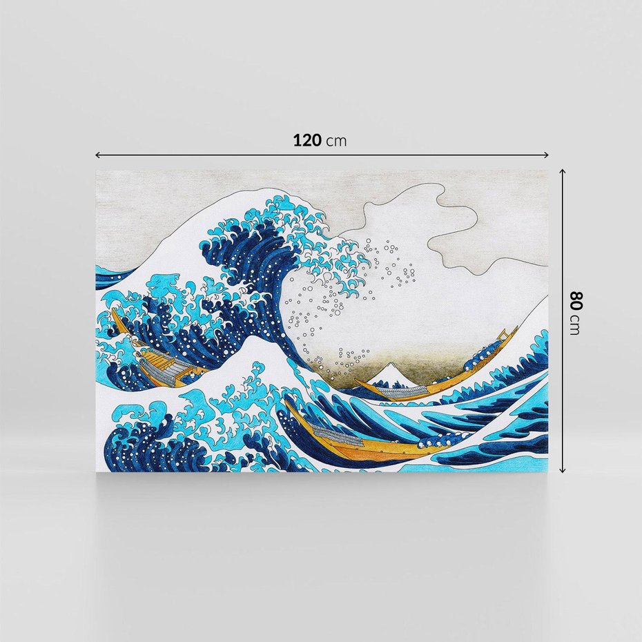 Obraz na płótnie 120x80 - Wzburzone Morze - wielka fala w kaganawie, Hokusai