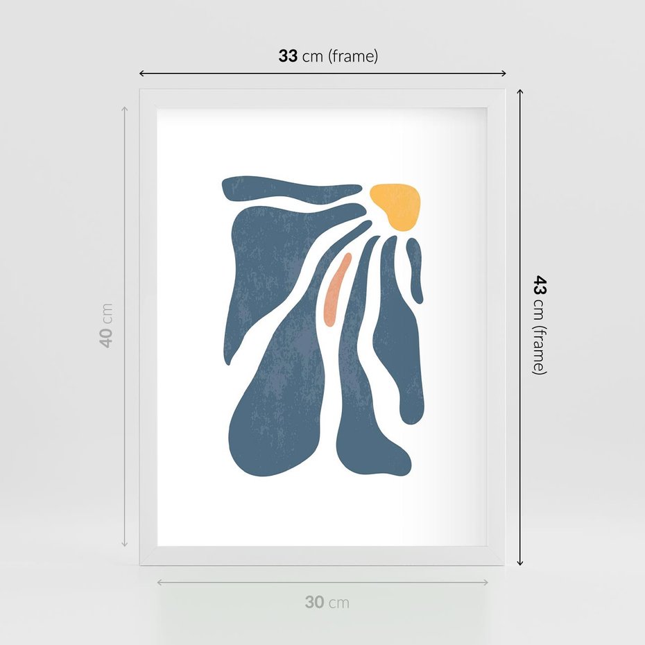 Plakat w ramie 30x40 - Melodia Kolorowych Płatków - nowoczesna kwiatowa grafika, styl retro - rama biała