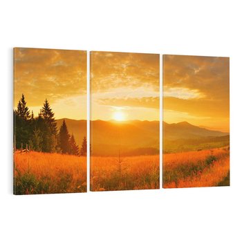 Obraz na płótnie 120x80 - harmonia drzew i kwiatów - góry, łąka