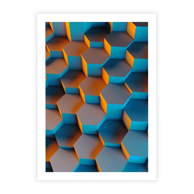 Plakat bez ramy 21x30 - Trójwymiarowa Gra - geometryczna, 3D