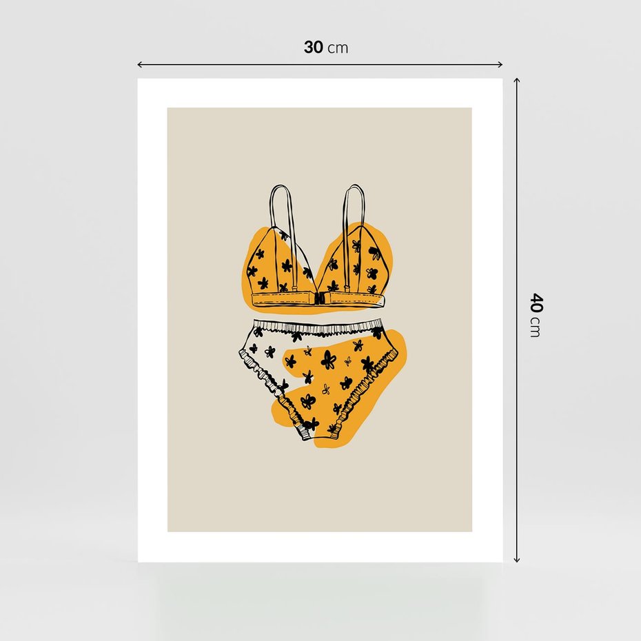 Plakat bez ramy 30x40 - Minimalistyczny Szkic Bielizny - minimalistyczna grafika, szkic bielizny