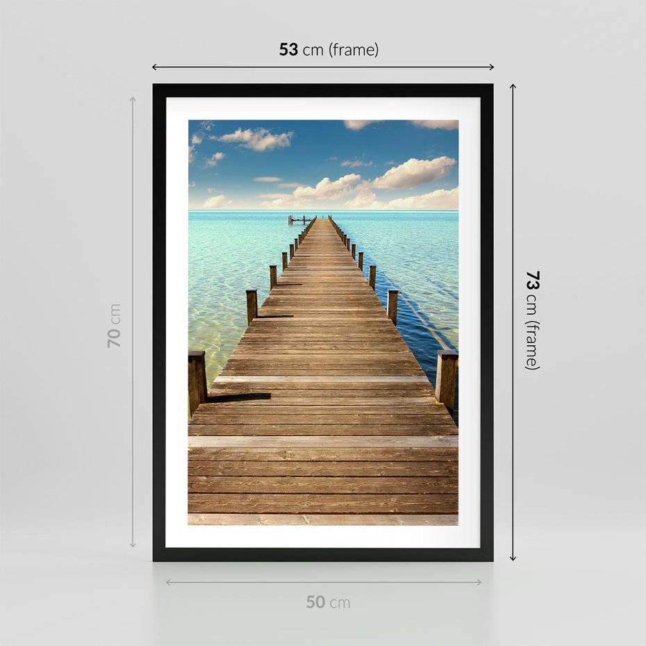 Plakat w ramie 50x70 - Pomost nad morską przestrzenią - pomost, morze - rama czarna