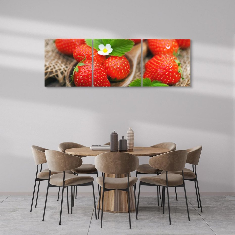 Obraz na płótnie 150x50 - Truskawki: owocowa ekstaza - truskawki, owoce