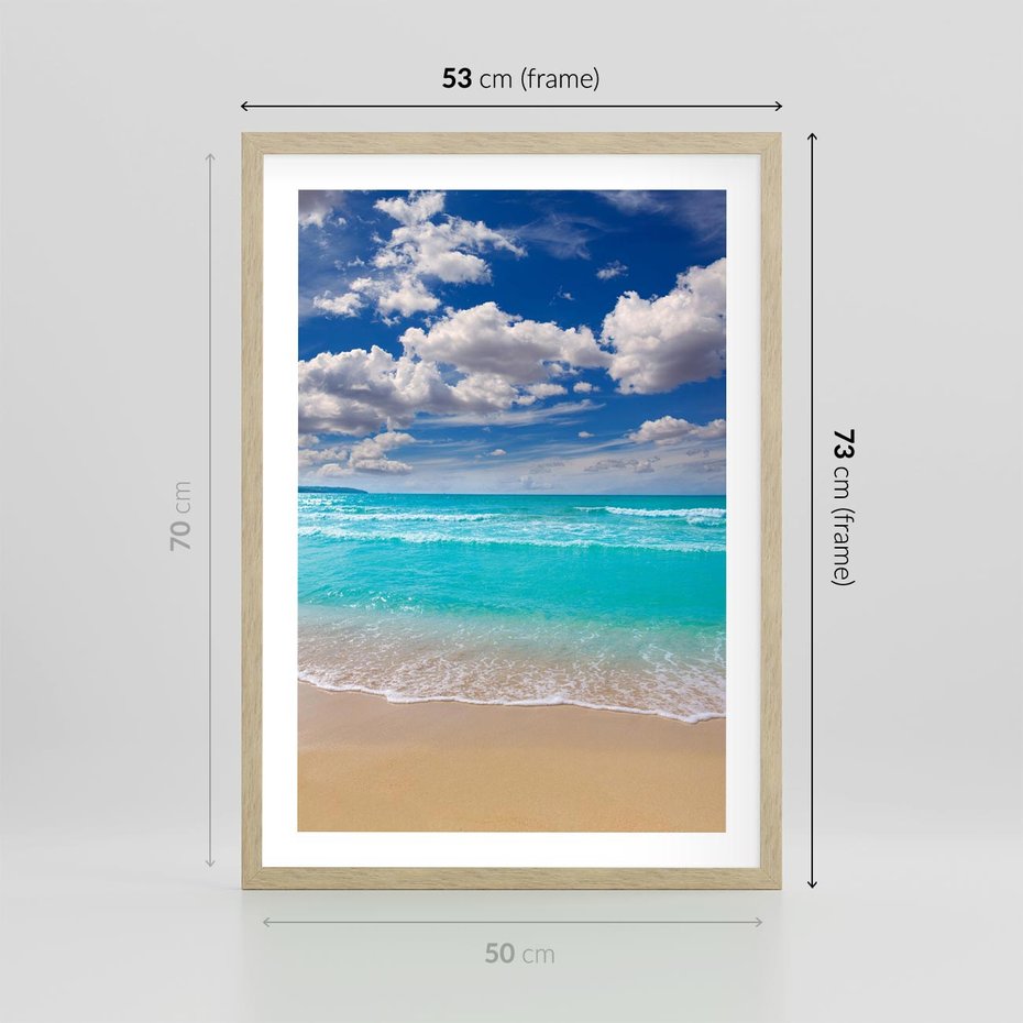 Plakat w ramie 50x70 - Idylliczna plaża nad morzem - plaża, morze - rama drewno