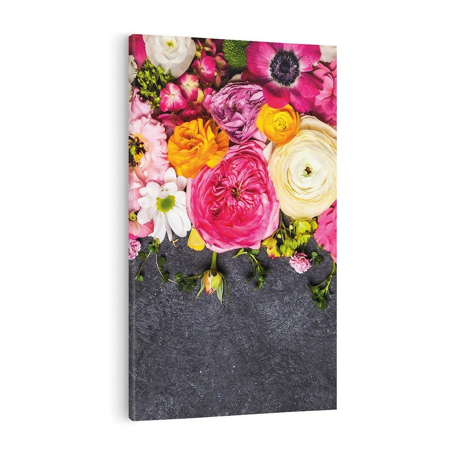 Obraz na płótnie 50x70 - Kompozycje kwiatowe: harmonia natury - kwiaty, kompozycja