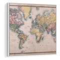Obraz w ramie 50x50 - Światło Przeszłości - retro mapa świata, mapa - rama biała