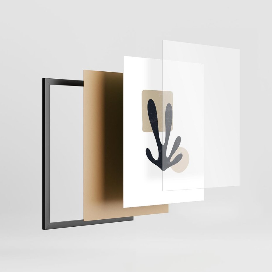 Plakat w ramie 50x70 - Granatowa Odsłona - minimalistyczna nowczesna grafika, styl matisse - rama czarna