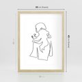 Plakat w ramie 30x40 - Zaklęte Linie - szkic kobiety, jedną linia - rama drewno