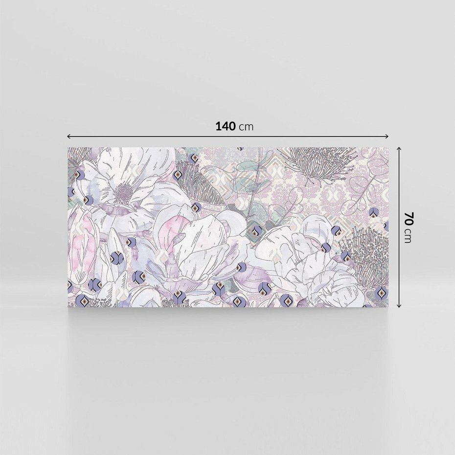 Obraz na płótnie 140x70 - Malowane oddechy istnienia - pomieszane tekstury, kwiatowe elementy