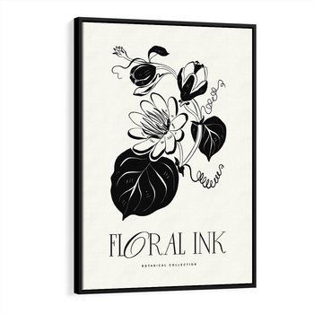 Obraz w ramie 70x100 - Odbicie kwiatowych chwil - kwiaty, typografia - rama czarna