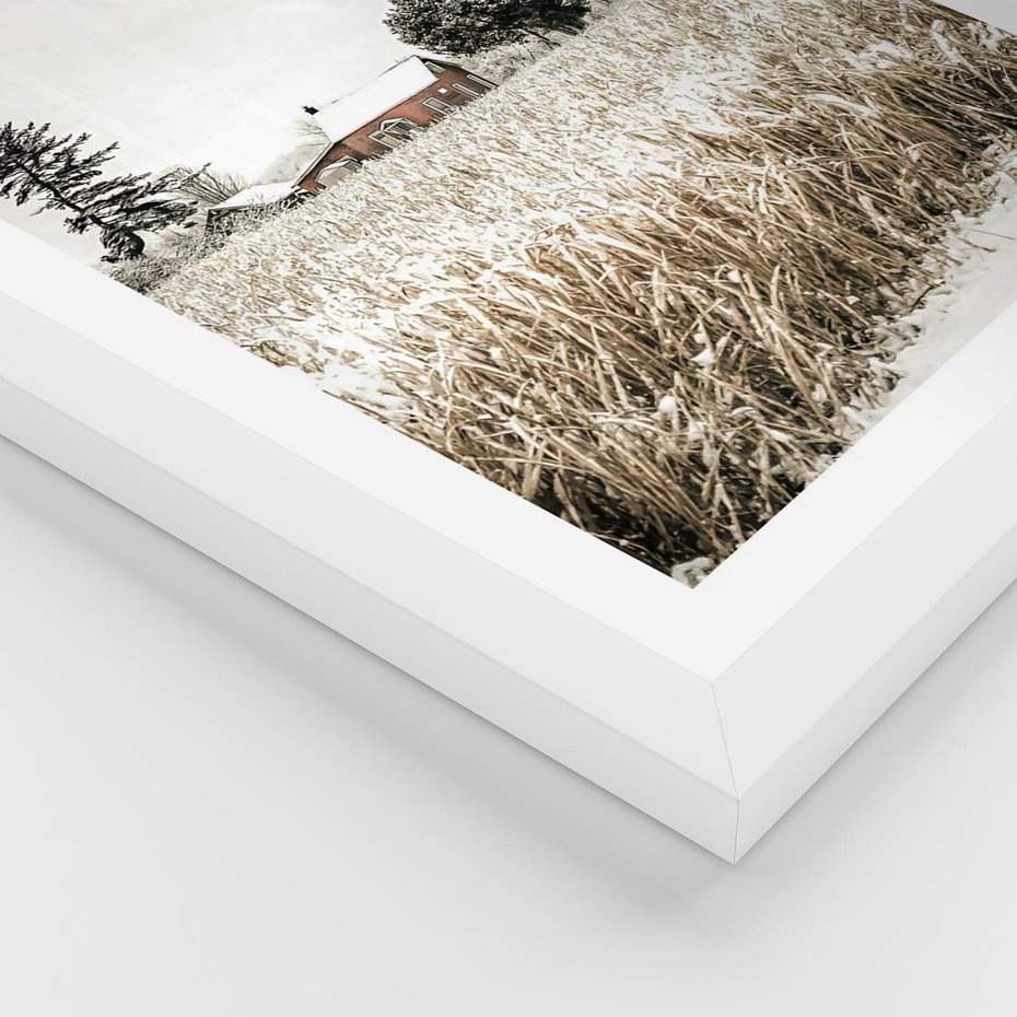 Plakat w ramie 30x40 - Idylliczna Zima - zima, krajobraz zimowy - rama biała